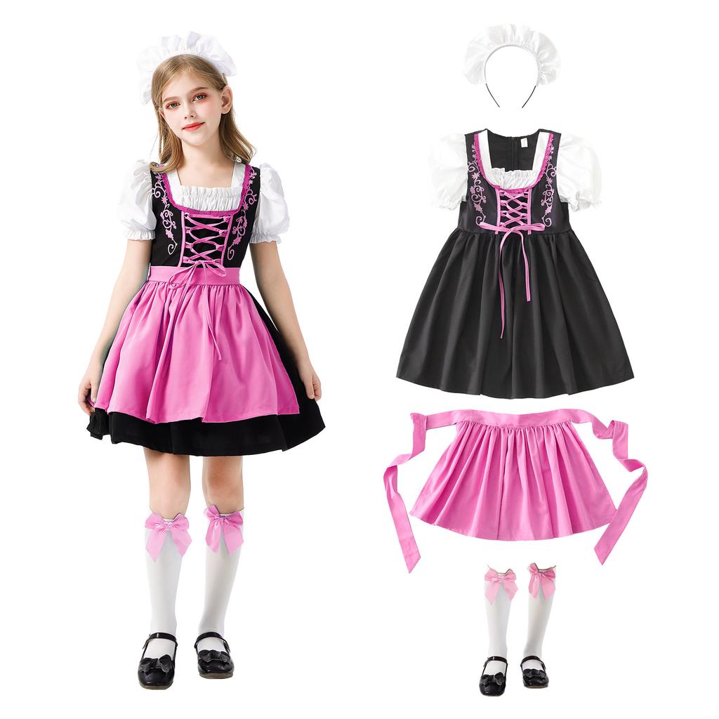 Bavaria Children's Costume Halloween Germany Munich Oktoberfest Girls Maid Dirndl Dress