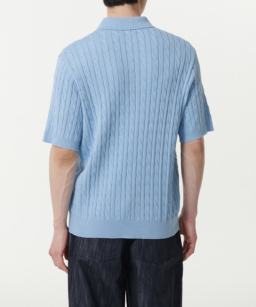 MUSINSA STANDARD Cable Knitted Polo Shirt [Sky Blue]