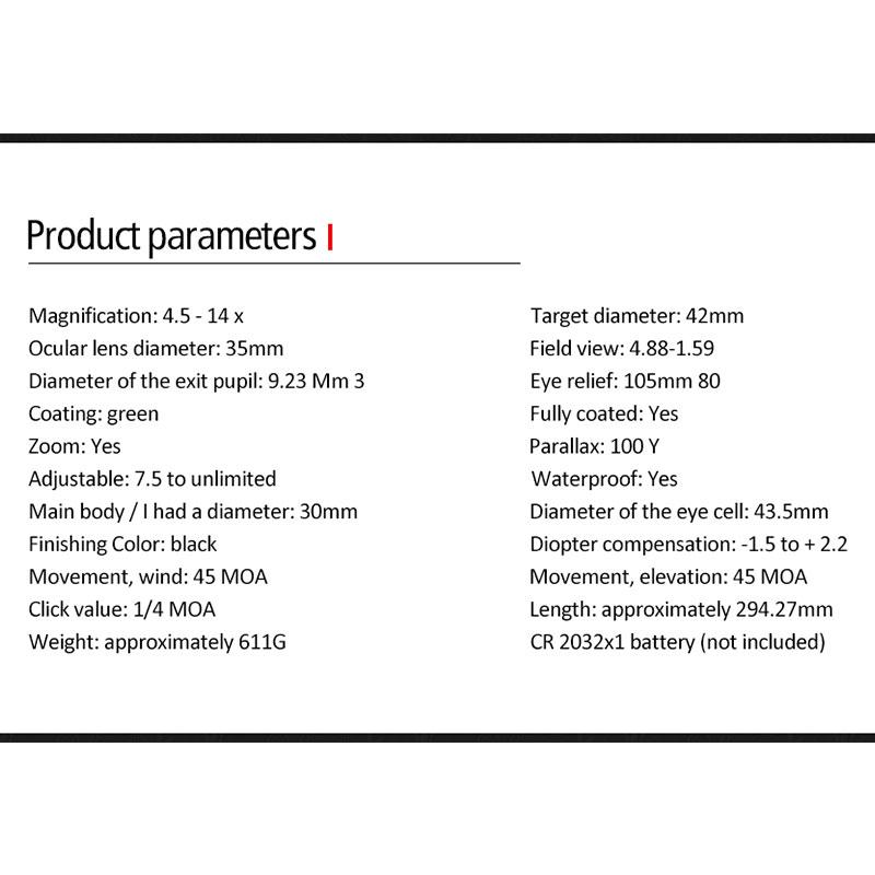 FIRE WOLF 4,5-14X42 охотничий прицел со скошенной кромкой, двойной крест, красный и зеленый фокус, тактический оптический прицел для охоты