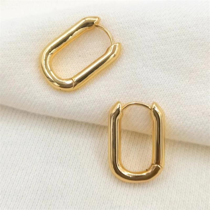 Прямоугольные U-образные серьги-гвоздики с пряжкой для ушей для женщин, корейские индивидуальные золотые геометрические украшения