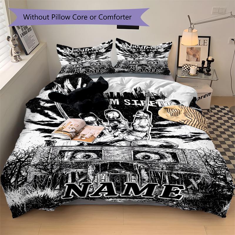 Custom Textile Nightmare Icon Bedding 3 Piece Set HD Print Duvet Cover Pillowcases for Teens Adult Bedroom Decoration