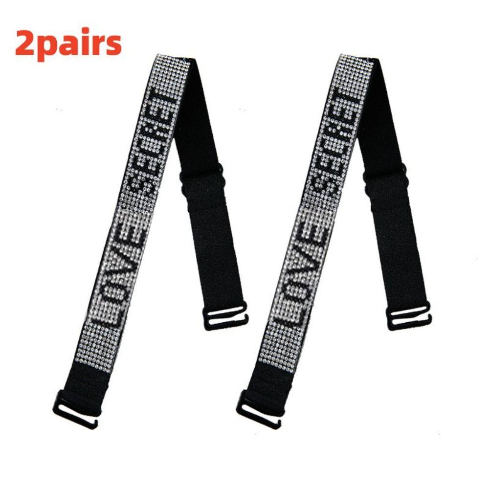 2pairs Adjustable Bra Shoulder Strap Anti Slip Underwear Strap Rhinestone Bra Strap Ladies