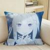 HalfElf Emilia and REM Aniem RE Square Sofa Pillow Cover Solid Color Living Room Home Decor Cushion Case