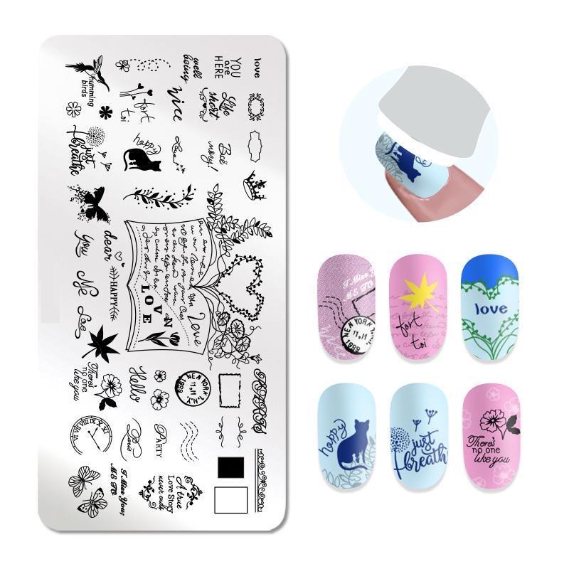 Штамповочные пластины для дизайна ногтей, листья, цветы, трафареты из нержавеющей стали, инструменты для штамповки изображений для ногтей, маникюрные инструменты