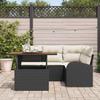 Garden Sofa Set with Storage 5 pcs Black Poly Rattan