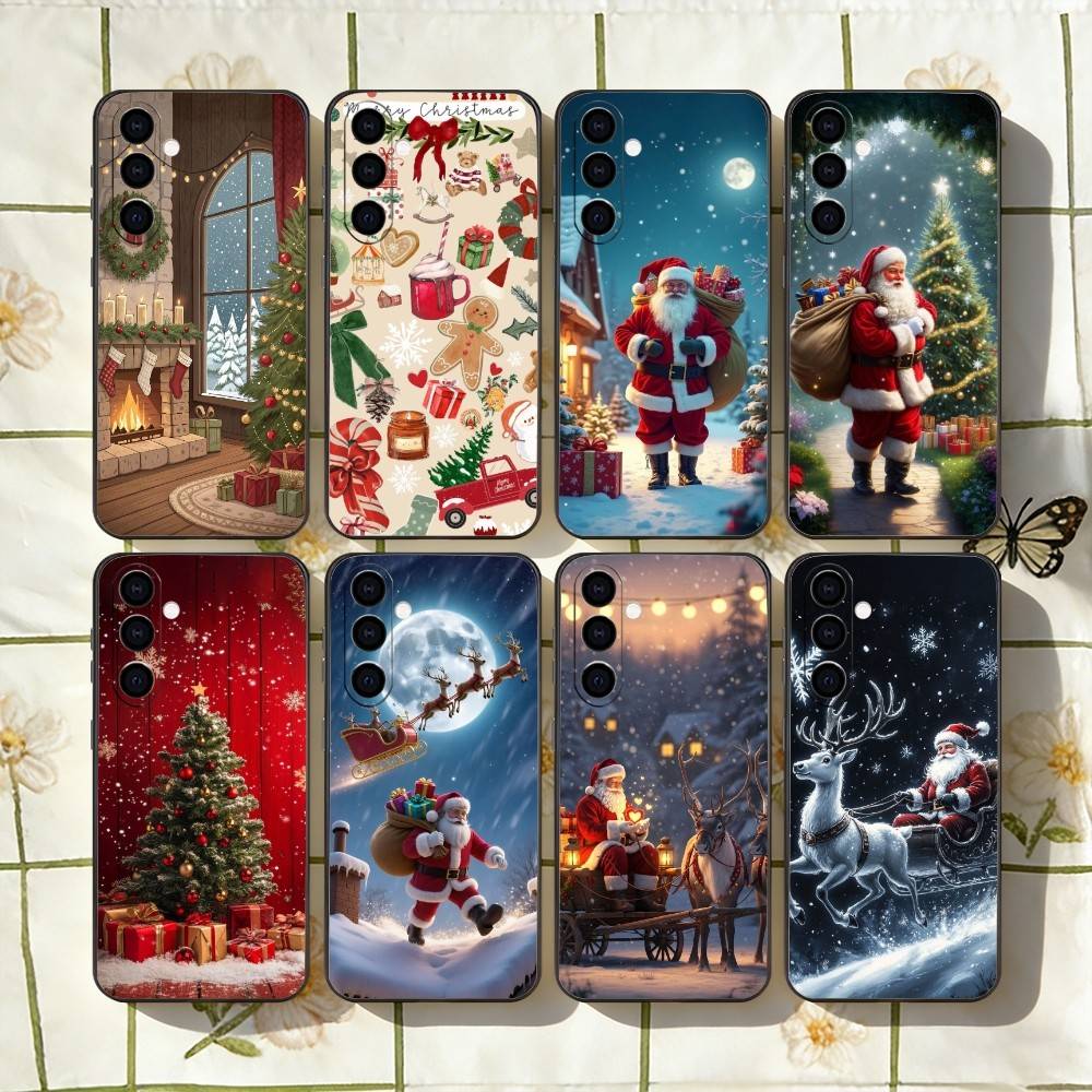 Christmas Santa Claus Phone Case Black Silicone Soft For Samsung Galaxy A73,A72,A71,A70,A53,A52,A51