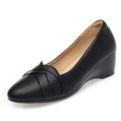 Мода женская обувь женщины милые сладкие абрикосовые высокое качество острый носок танкетка туфли леди классические офисные карьерные рабочие туфли ea175