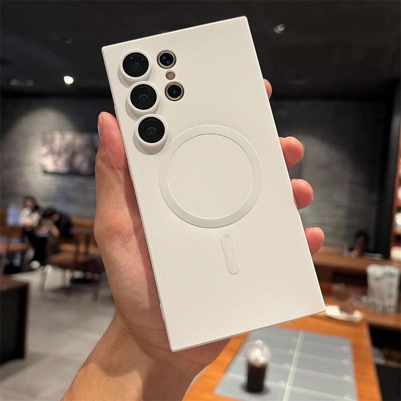 Роскошный магнитный чехол Magsafe для Samsung Galaxy S24 S23 S22 Ultra Plus S21 S20 FE Note 20 Мягкий чехол из ТПУ