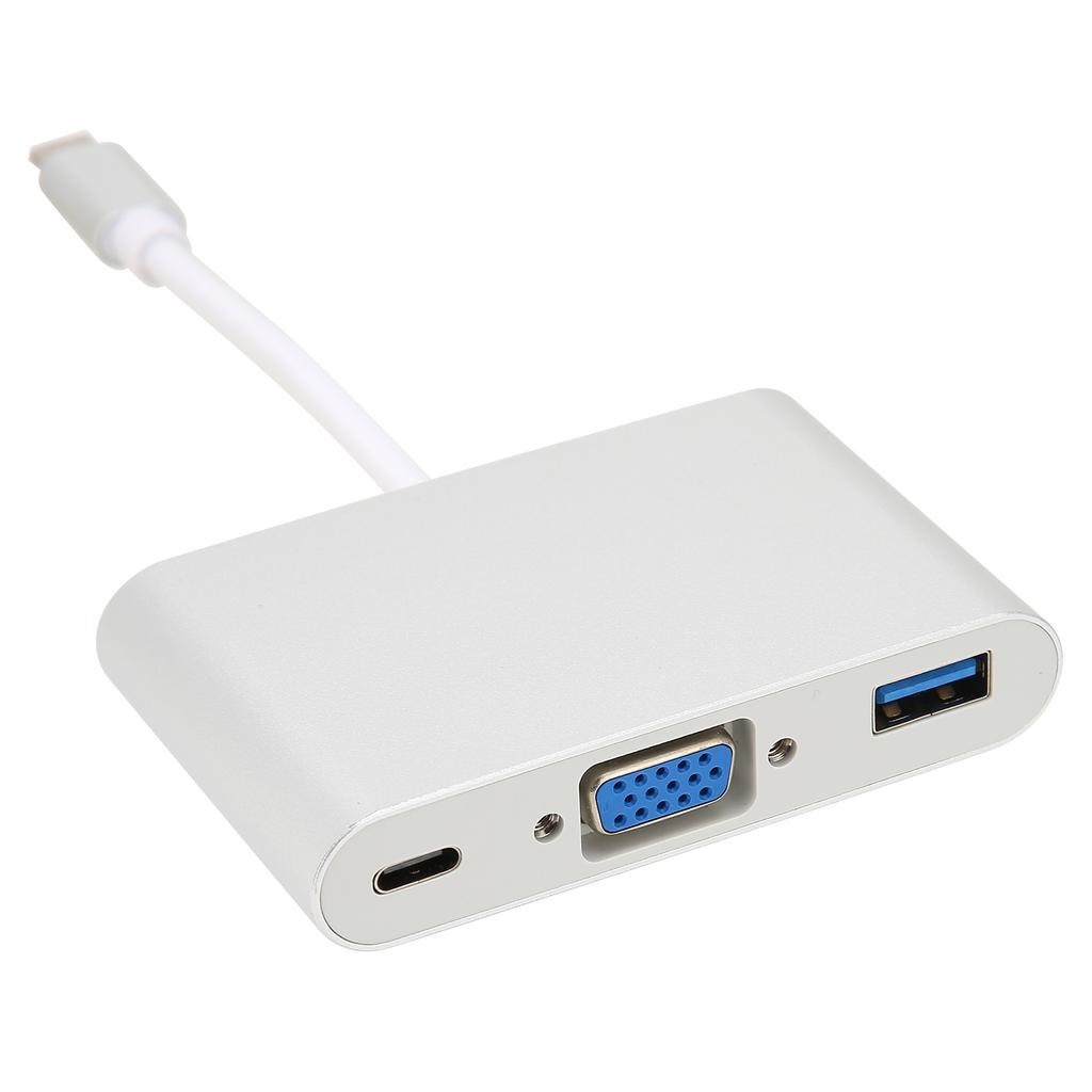 Адаптер-хаб Type C на VGA+USB3.0+PD из алюминиевого сплава 3 в 1 для мыши, клавиатуры, U-диска