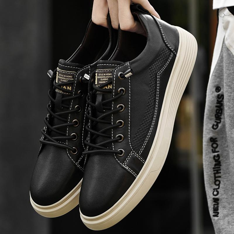 Genuine Leather Men Sneakers New Style Casual Shoes Trend Versatile Skate Shoes Korean-style Outdoor Footwear Leisure Walk Flats