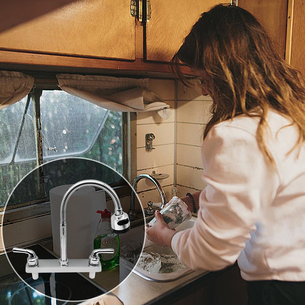 Смеситель для автодома, Смеситель для кухонной раковины автодома с вращающимся на 360 градусов распылителем, Гибкий излив, Набор смесителей для ванной комнаты автодома