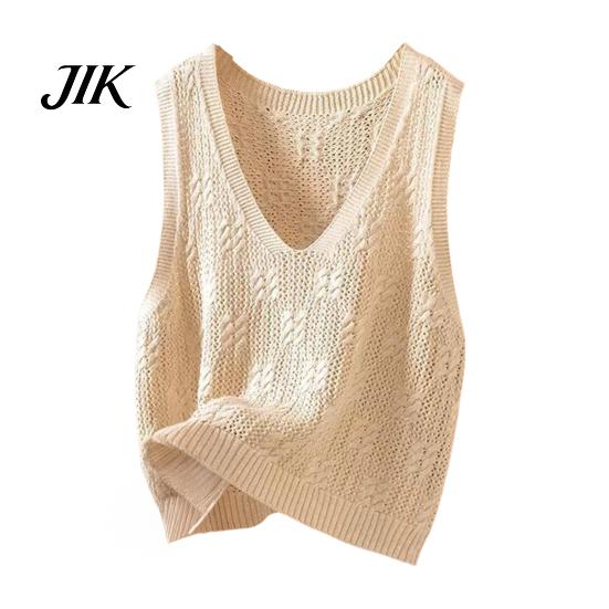 Workplace Outfit Tank Top Knitted for Women V Neck Sleeveless Hollow Out Light Crochet Camisole Summer Loose Casual Sweater Vest Temperamental
