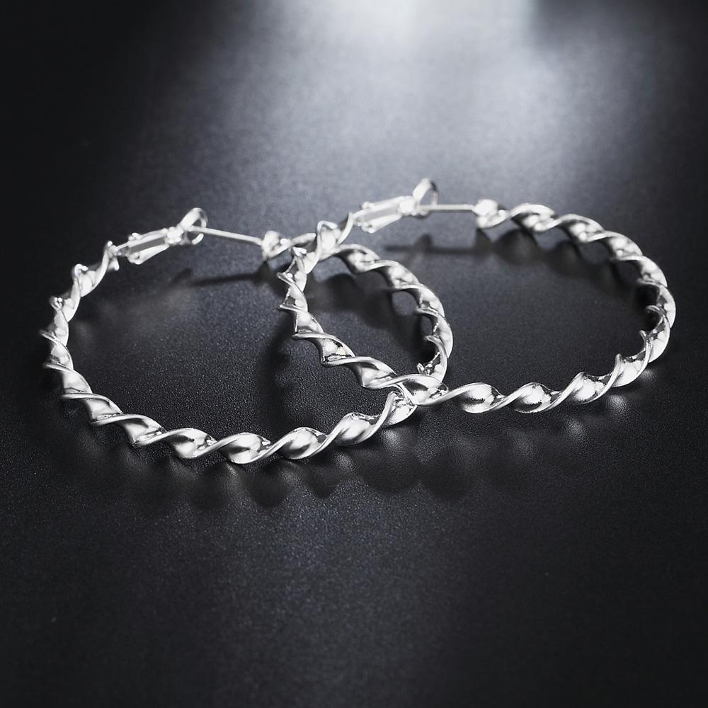 Серьги-кольца из серебра 925 пробы, витой шнур, 45 мм, для женщин, винтажные, свадебные, элегантные, роскошные, качественные ювелирные аксессуары