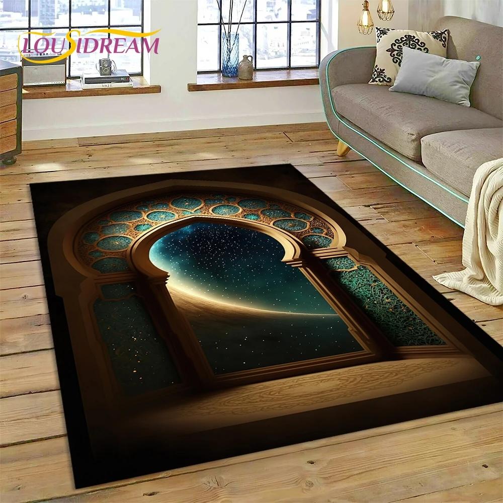 Мусульманский Ислам Молитва Коленопреклонение Поли Коврики Мандала Ковер Ковер для Спальни Гостиной Дома Диван Украшения, Большой Декор Напольный Коврик