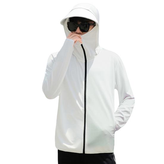 Мужская солнцезащитная куртка с капюшоном и длинным рукавом, застежка-молния, солнцезащитная одежда, однотонная дышащая верхняя одежда для рыбалки