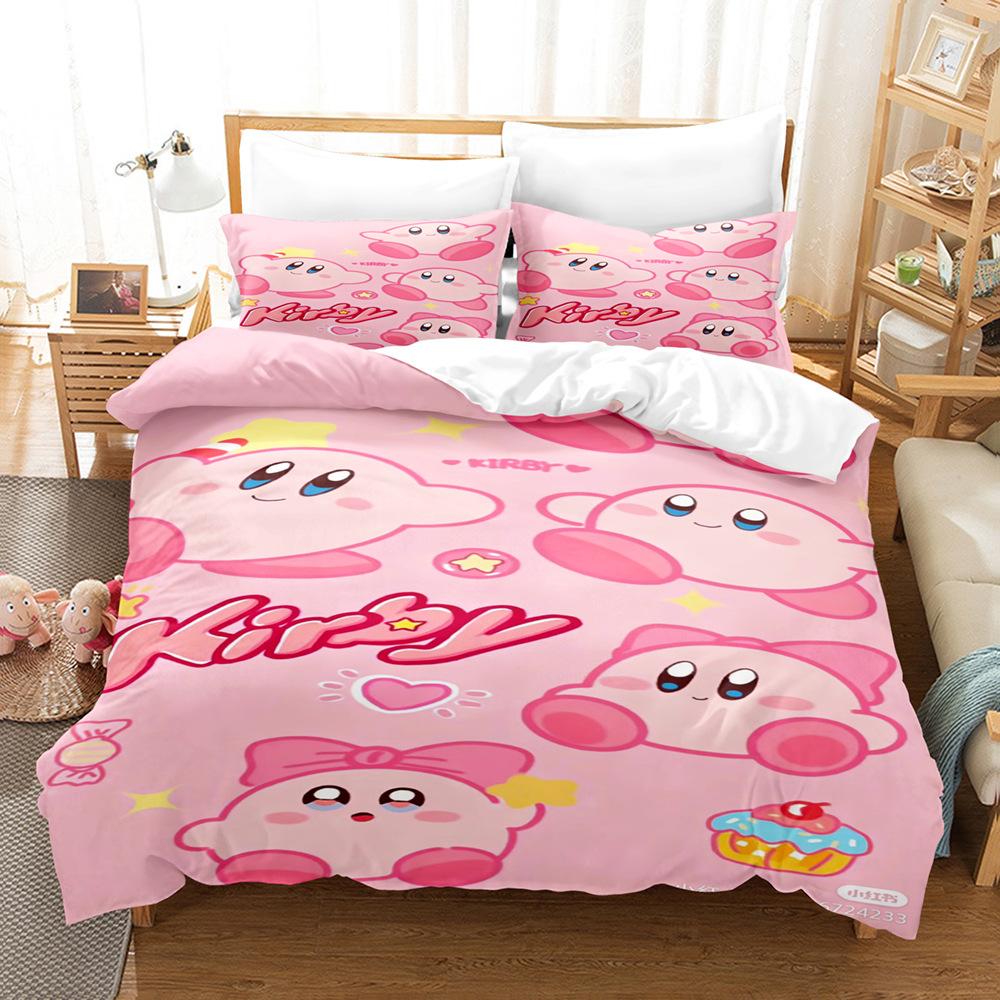 Звезда Кирби 3D Цифровая Печать Пододеяльник Простыня Комплект из Трех Предметов Домашний Текстиль Постельное Белье
