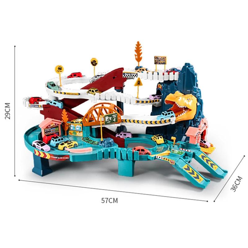 Динозавр Железнодорожный Трек Автомобиль Игрушка Дино Приключения Изогнутый Дорожный Трек Электрический Рельсовый Транспорт Дети Мальчики Интерактивные Игры Подарки На День Рождения
