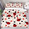Ladybug Comforter Cover Set Ladybug On Green Leaf Duvet Cover Wild Wildlife Theme Microfiber Bedding Set 3pcs for Kids Teens
