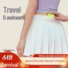 Women's Pleated Two-in-One High-Waist Yoga Skirt with Anti-Exposure Design & Back Pocket for Tennis or Badminton.