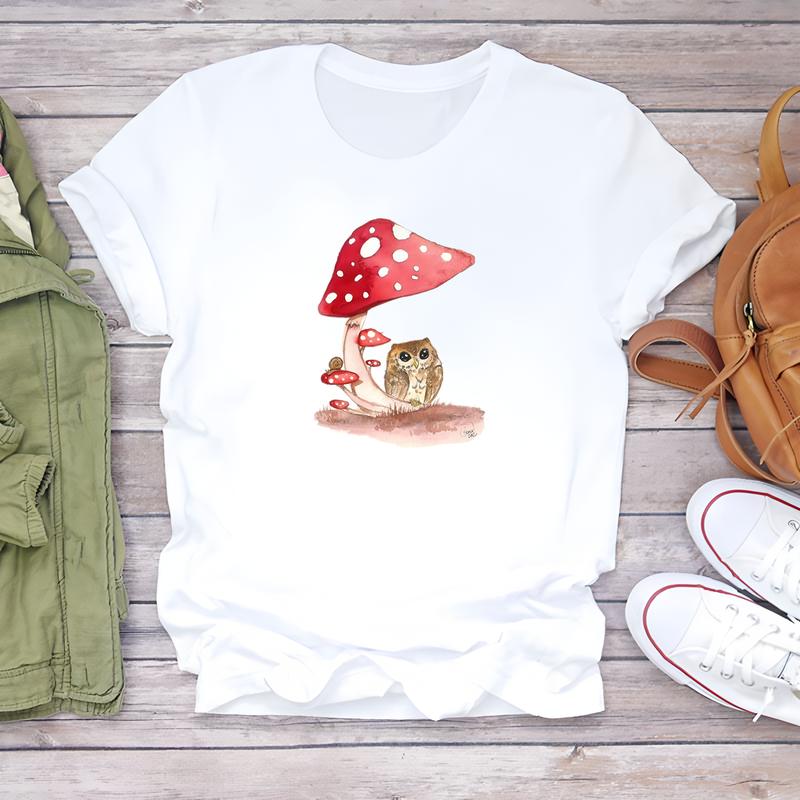Летняя модная женская футболка с милым принтом, повседневный модный топ с коротким рукавом для женщин, стильный и удобный.