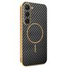 For Samsung Galaxy S23 Phone Case Carbon Fiber Textured Electroplated TPU Back Cover