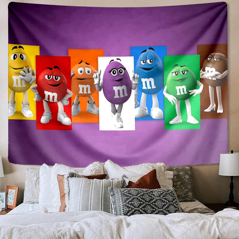 M Bean Printed Tapestry, Unique Design Tapestry, Wall Decor for Bedroom,Livingroom, Playroom,Heartwarming Fan Holiday Gifts