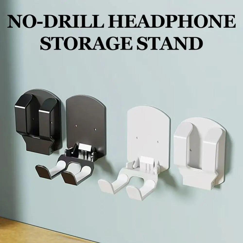 Wall Mounted Foldable Headphone Stand Space Saving Headset Support Hook Home Office Use