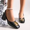 New Womens High Heels Squared Toe Leather Slingbacks Pumps Elegant Lady Heeled Pump Shoes Autumn Luxury Heel Shoe