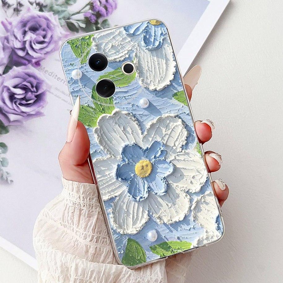 Case For Vivo Y39 Y300i 5G Cover V2436 V2444A New Fashion Flower Butterfly Soft Silicone Clear Cover For VivoY39 VivoY300i Funda