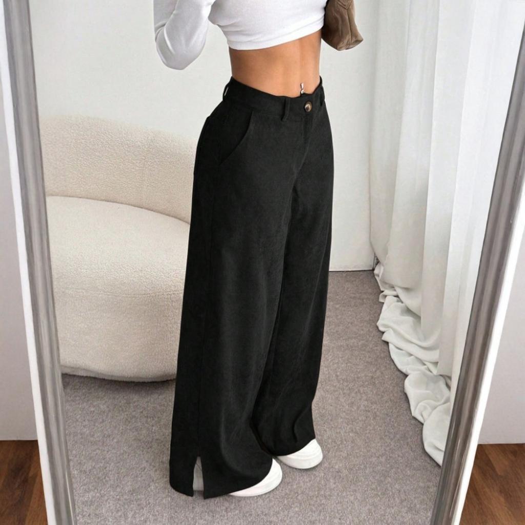 Women's Corduroy Pants Casual Solid Color Corduroy Loose Straight Pants
