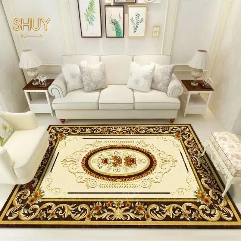 Золотой роскошный ковер для гостиной, дивана, украшения, большой площади, на заказ, высококачественные войлочные ковры 180x280, противоскользящий моющийся напольный коврик