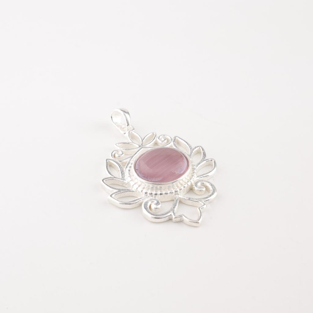 Purple Cat's Eye Gemstone 925 Sterling Silver Jewelry Handmade Pendant For Her CP-1-47
