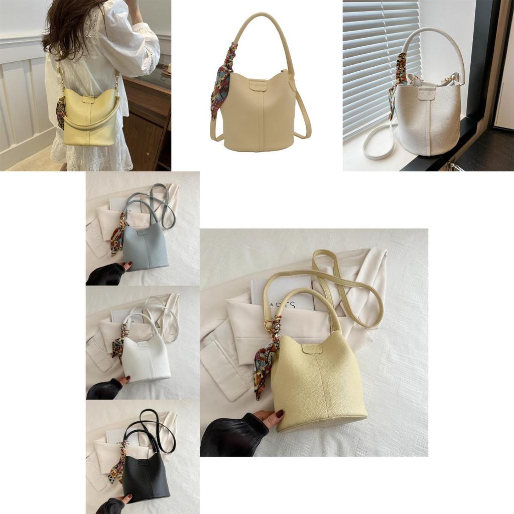 Stylish And Trendy Korean Aesthetic Bucket Bag For Women In Black Blue Yellow White