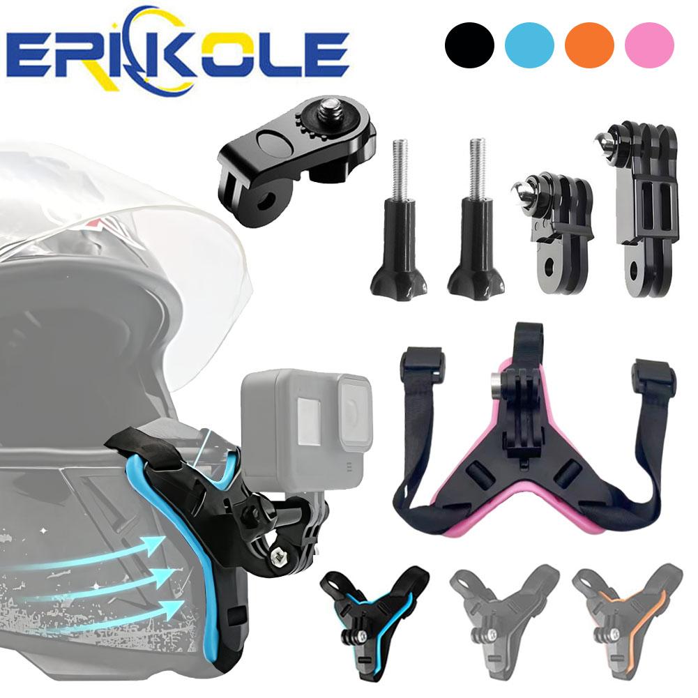 Motorcycle Helmet Chin Strap Mount For GoPro Hero 12 11 10 9 Yi  SJCAM SJ4000 AIR DJI Osmo EKEN AKASO Action Camera Accessories