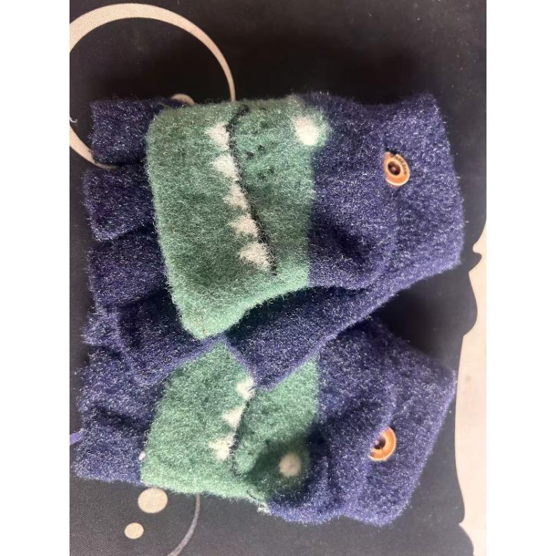 Новый стиль детские перчатки для 4-10 лет с бархатными полупальцами, откидные, мультяшные детские перчатки из норкового бархата для согревания зимой