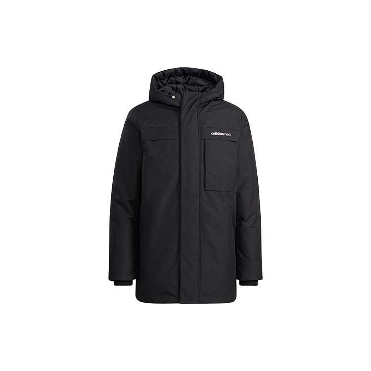 Adidas Neo Down Parka With Multiple Pockets And Hood Men Outerwear Black HF0505