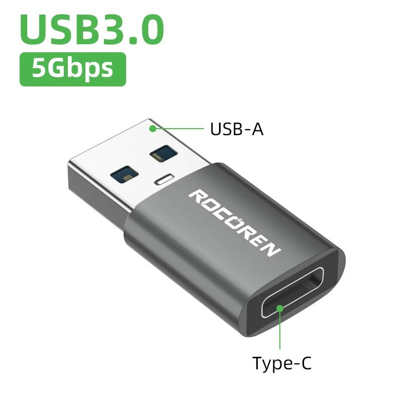 Адаптер Rocoren OTG USB Type C Папа к USB A 3.0 Мама Конвертер Для MacBook Samsung S22 S20 Android TypeC USBC OTG Разъем