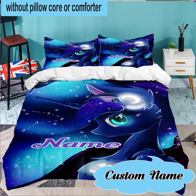 Custom Name 3PCS Mythic Unicorn Dreams Bedding Set Including 1pc Duvet Cover And 2pcs Pillowcases for Bedroom, Dormitory Gift Home Decor