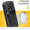 (Black) Metal Case for iphone 17 Shockproofheavy Glass Screen Protector 360 Full Body Protective Cover Withkickstand
