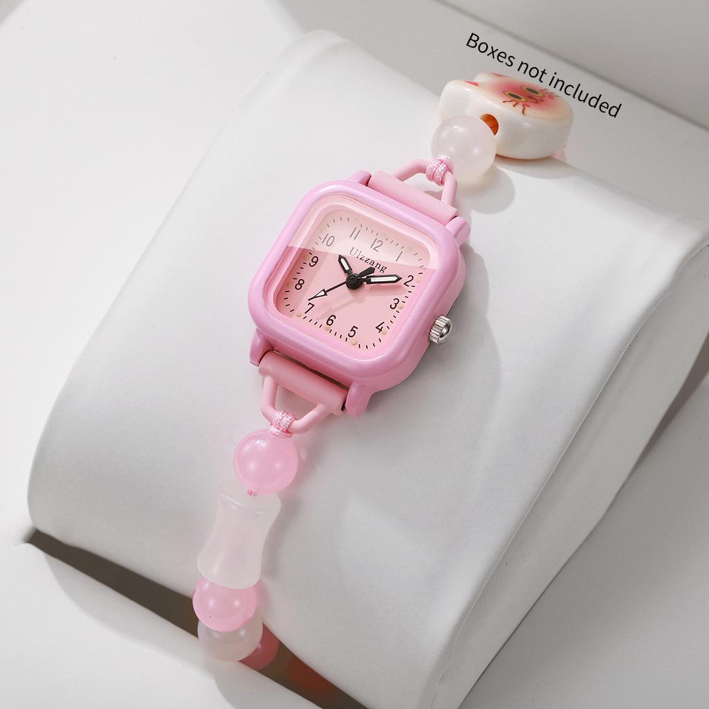 Xiaomi Модные квадратные женские кварцевые часы с арабским циферблатом, мультяшный регулируемый браслет с бусинами, наручные часы, Relogio Feminino (Без коробки)