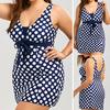 Plus Size Women Swimdress Swimsuit Summer Beach Push Up Padded Polka Dot Swimwear