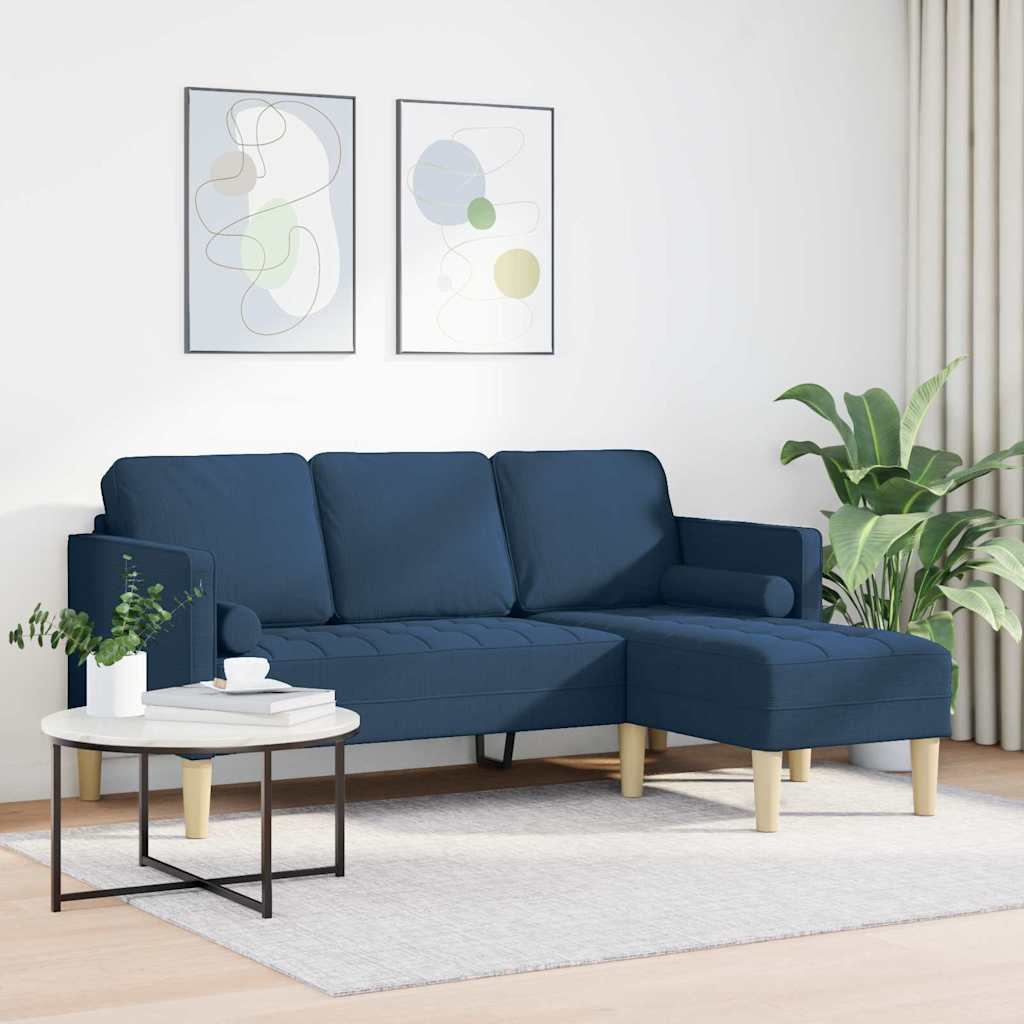 Sofa Set with Cushions Blue Polyester