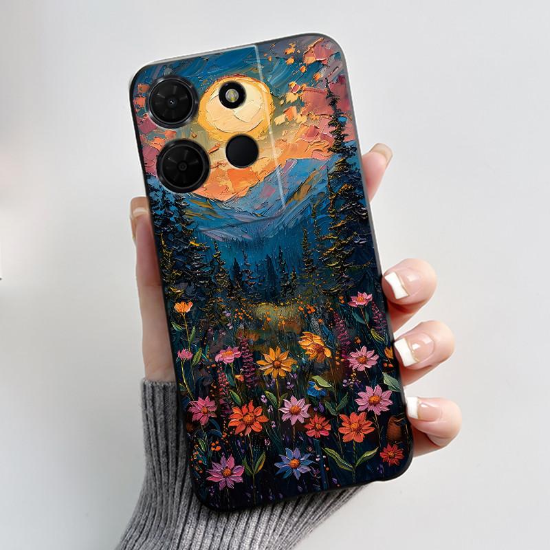 Shockproof Black Casing For TCL 503 Beautiful Aurora Snow Mountain Pattern Cover For K32 5G (T513W)/TCL K33 5G (T513Z) Soft Case