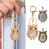 Cartoon Owl Pendant Keychain Sparkling Colorful Rhinestones Inlaid Car Keyring Backpack Bag Charm Keychain