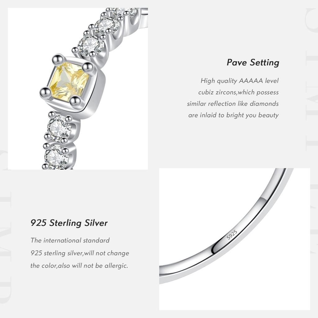 MODIAN Элегантные кольца из стерлингового серебра 925 пробы с сахаром на палец для женщин, желтые прозрачные ослепительные кольца с кубическим цирконием, ювелирные украшения