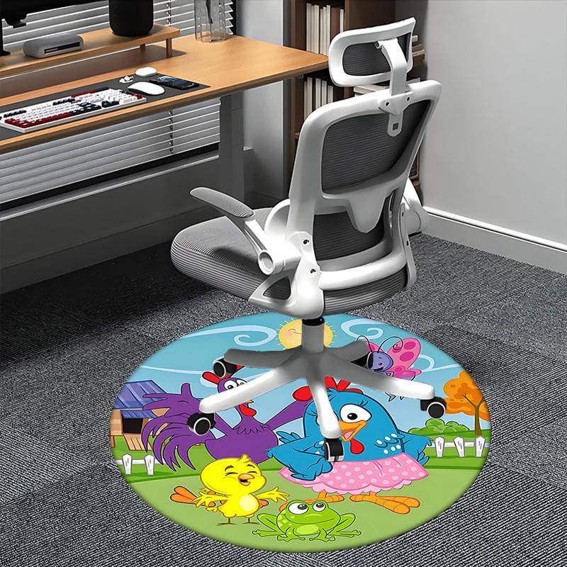 Charming Farm Animal Chair Mat - Round Carpet for Home Decor, Office Use, and Gifts0232b