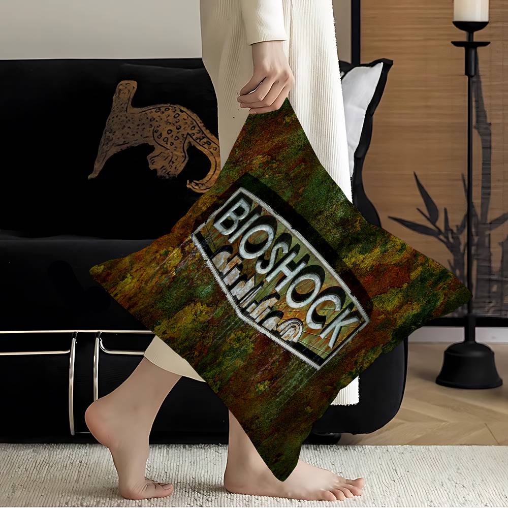 Retro BBioshock RRapture Game Cushion Cover Pillow Cover Decor Pillowcase Printed Cushion Case for Couch