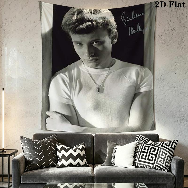 Johnny Hallyday Musical Legend Tapestry Fashion Print Background Cloth Background Wall Hanging Cloth Work Of Art Atmospheric Background Cloth