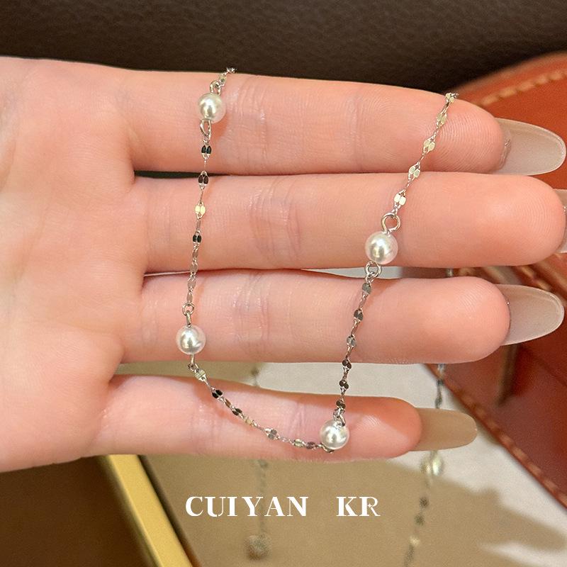 Серебряный стерлинговый кулон-чокер Cui Yan S925 в корейском стиле с жемчугом - Весна/Лето Роскошный звездный чокер для женщин 20026