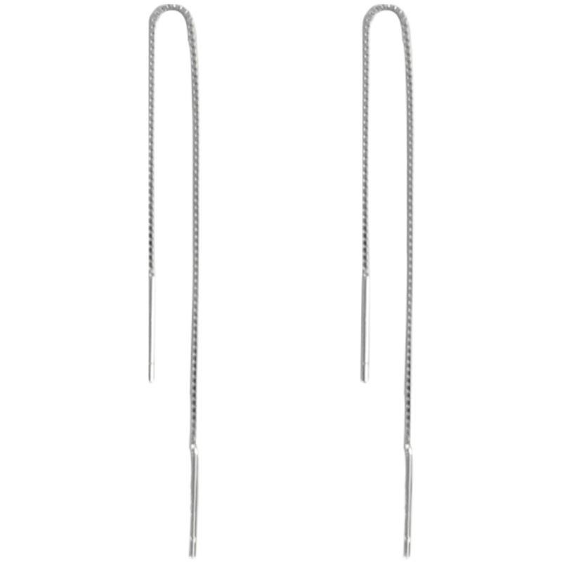 Trend S925 Silver Needle Long Earrings Wire Tassel Chain   Drop Earring Women's Ear Line Straight Hanging Earings Jewelry Gifts